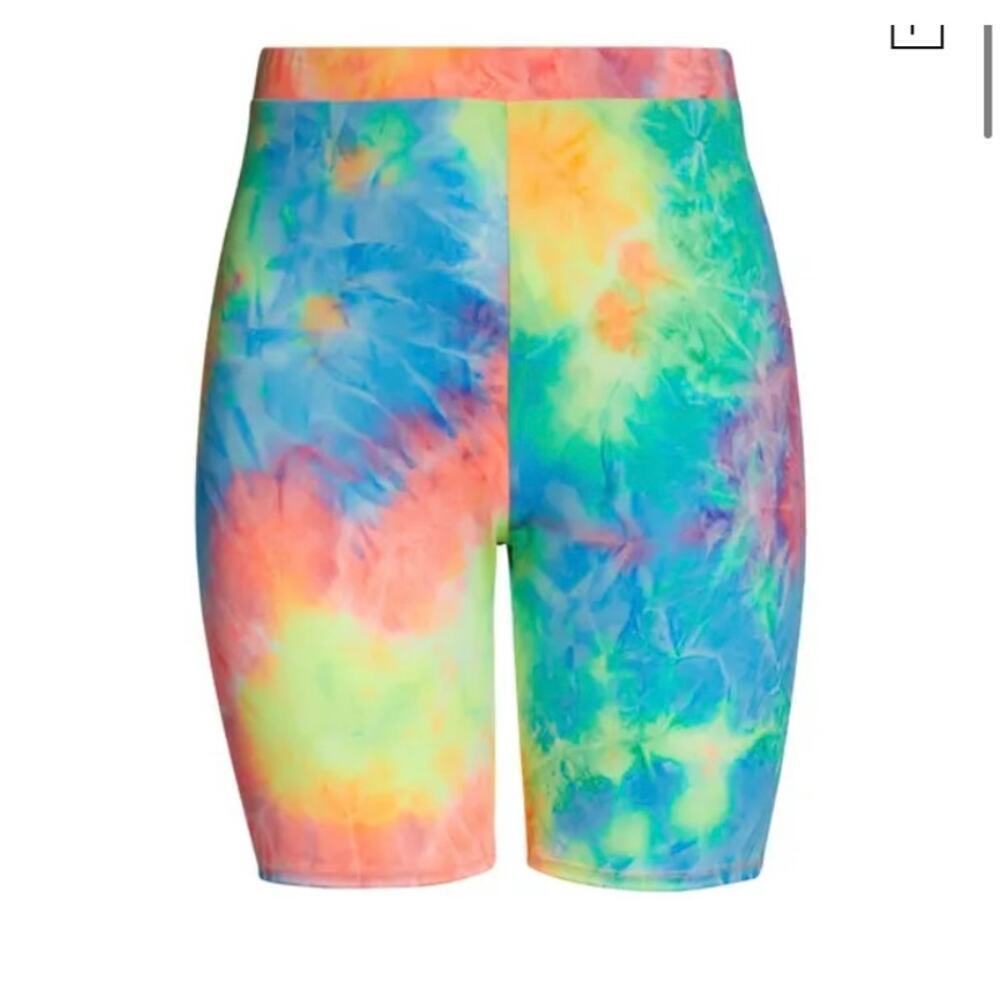NWT BP. Classic Bike Shorts In Neon Multi Tie Dye XXS